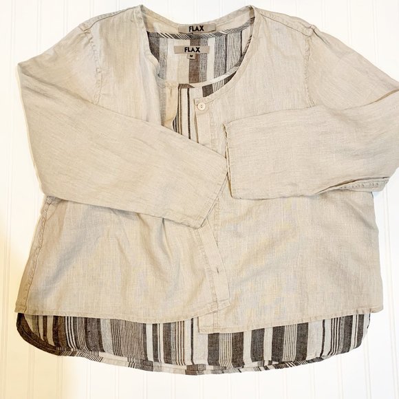 Flax Tan Button Up Blouse/Jacket   893 - Picture 7 of 7